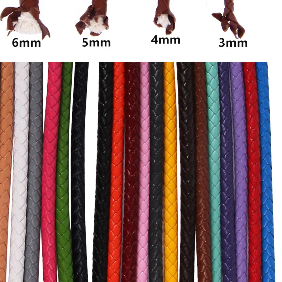 Authentic 1meter 3mm 4mm 5mm 6mm Round Genuine Leather Cord Thread Braided Leather Rope String Bracelet Findings Necklace Jewelry Making