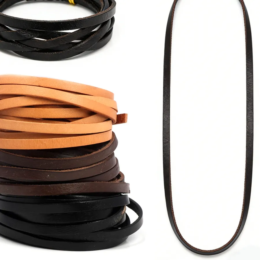 Authentic 1yard/Lot 5x2mm Flat Leather Cord Rope For Handmade String DIY Necklace Bracelet Craft Jewelry Making Accessories Supplies