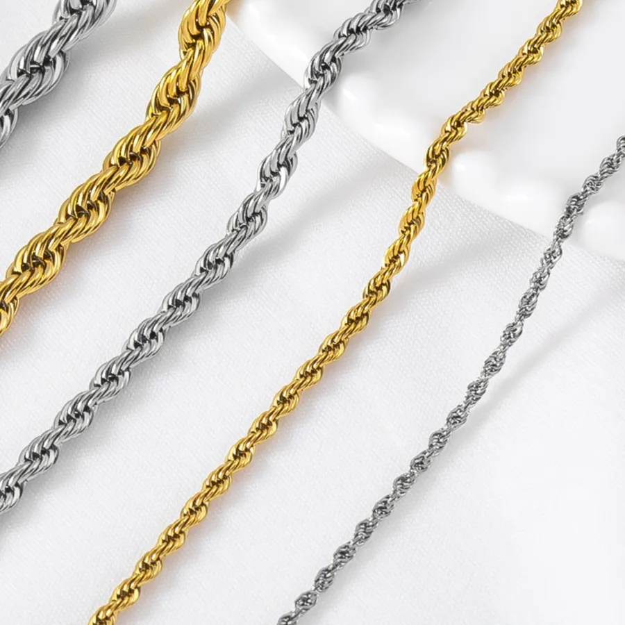 Authentic 0.5/1 Meter Stainless Steel Twisted Rope Chain Hip Hop Style DIY Jewelry Making Findings Necklace Handmade Supplies Accessories