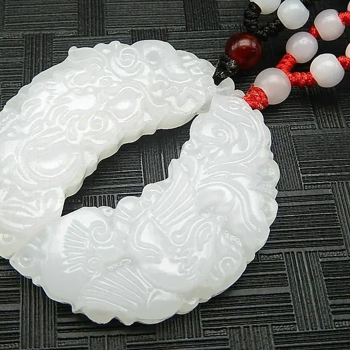 Authentic Eternal Union Jade Dragon & Phoenix Lovers’ Pair – Sacred White Jade Pendants on Celestial Rope