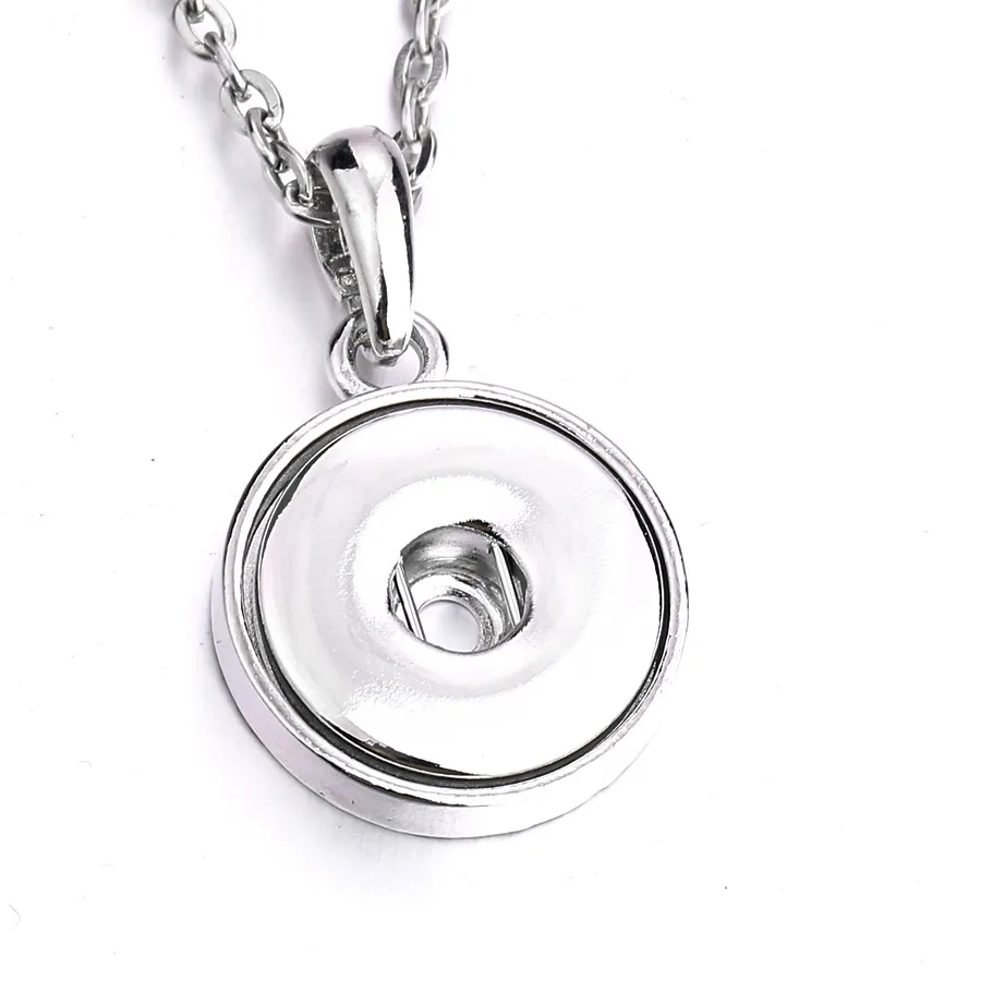 Authentic 10pcs 18mm Snap Butto Gold Silver Rose Gold Color Metal Round Pendant Necklace for Snaps Buttons Jewelry