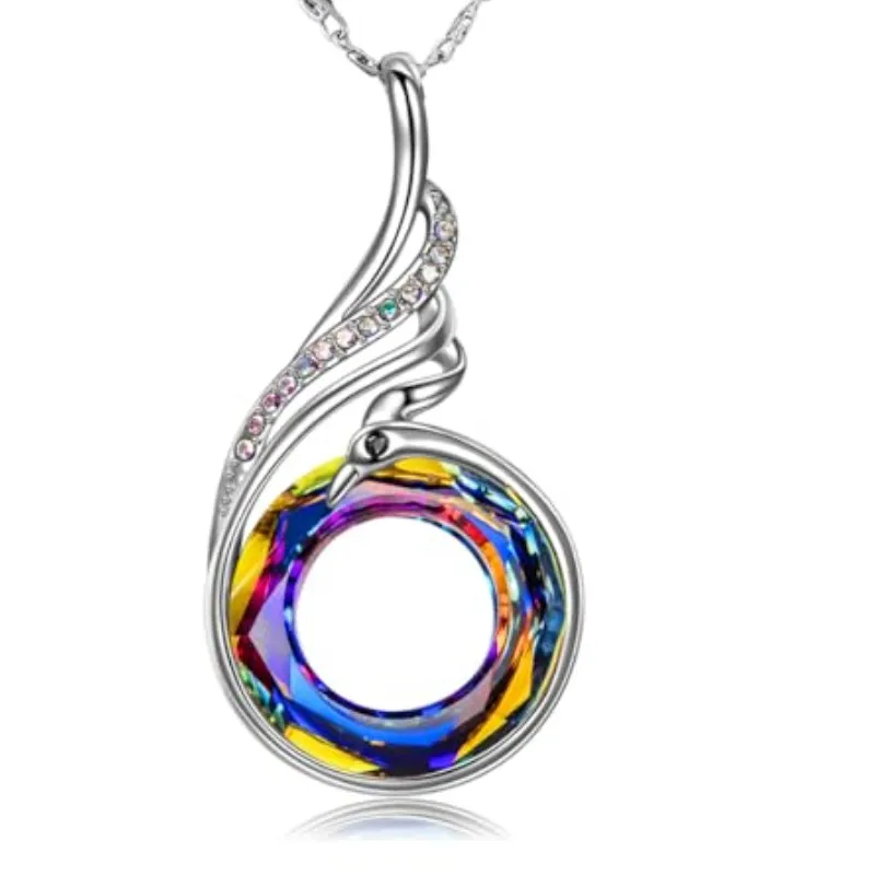 Authentic Kate Lynn "Rise From the Ashes Phoenix Necklace Made with Crystals from Austria, 18"+2" Necklace, Packaged with Jewelry Box, Bi