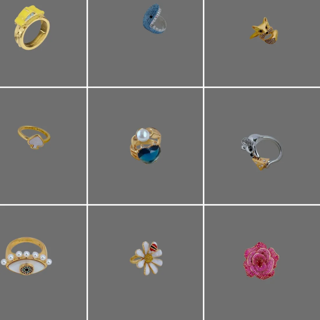 Authentic Kate Jewelry 18K Gold Silver Filled Animal Flower Fancy Rings For Women Fine Jewelry Birthday Christmas Gift