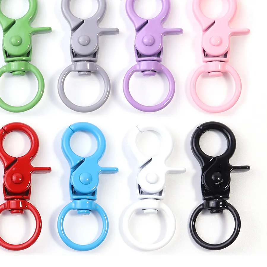 Authentic 5Pcs/Lot Colorful Swivel Lobster Clasp Hooks Keychain Split Key Ring Connector for Bag Key Chain DIY Jewelry Making Supplies