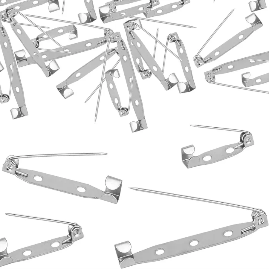 Authentic 50Pcs/Lot 15 25 30 35 45mm Brooch Clip Base Pins Safety Pins Brooch Settings Blank Base For DIY Jewelry Making Wedding Supplies