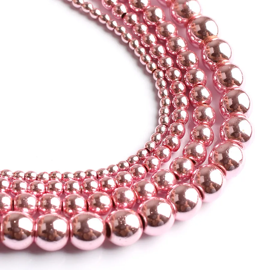 Authentic Natural Pink Hematite Stone Round Beads For Mineral Jewelry Making 2/3/4/6/8/10MM DIY Bracelet Necklace Accessories 15 Inch