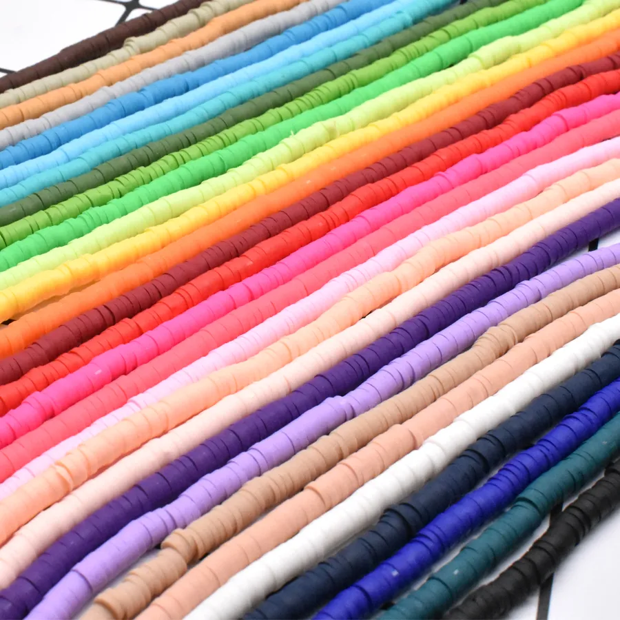 Authentic 4mm multi colors Flat Round Handmade Polymer Clay beads Chip Disk Loose Spacer Beads For Fashion Jewelry Making DIY Necklace