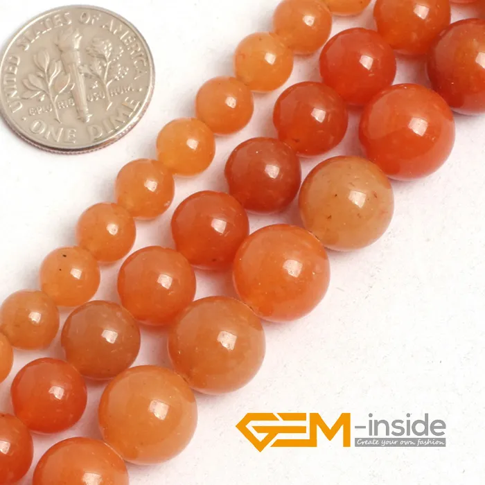 Authentic 6 8 10mm Round Orange Aventurine Jades Beads Natural Stone Beads DIY Loose Beads for Jewelry Making Strand 15 Inches Wholesale