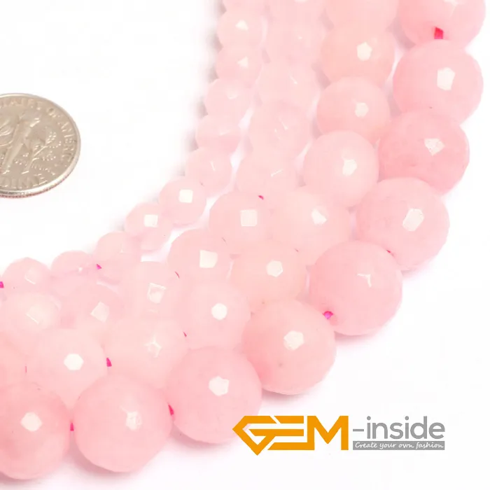 Authentic 8mm 10mm 12mm Round Faceted Rose Quartzs Stone Beads Natural Stone Beads DIY Loose Beads For Jewelry Making Strand 15" Wholesale