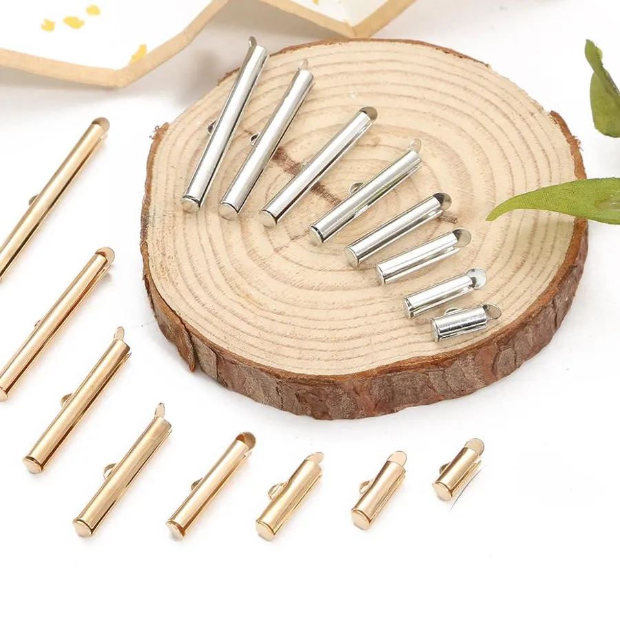 Authentic New 30-50pcs Crimp End Beads  End Clasp Tubes Slider End Caps DIY Necklace Bracelet Connectors Jewellery Findings
