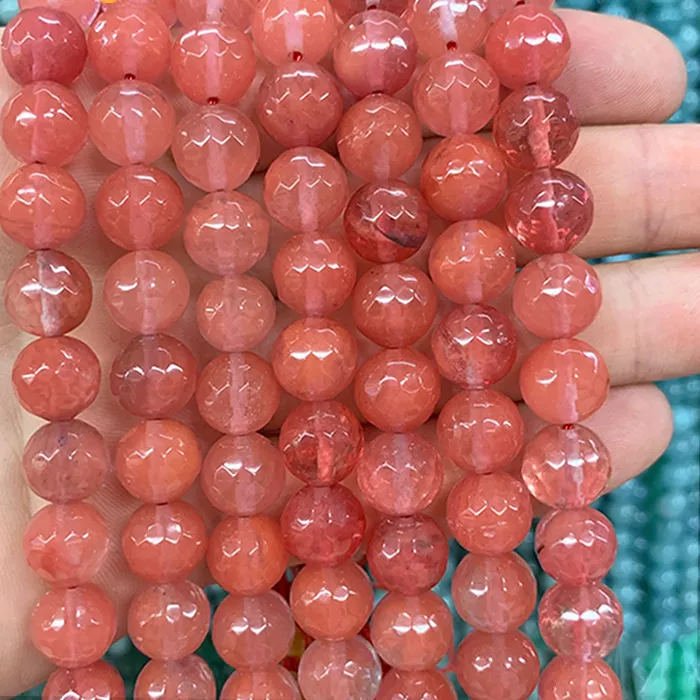 Authentic Natural Stone Faceted Watermelon Red Handmade beads DIY Advanced sense Rings 15" Strand 4/6/8/10/12mm For Jewelry Making