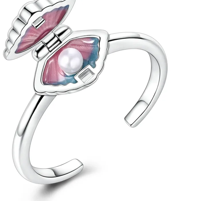 Authentic Original 925 Sterling Silver Seashell Open Rings For Women Girls Jewelry Birthday Anniversary Gifts