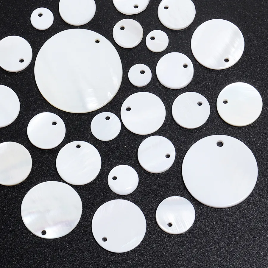 Authentic 5-30pcs 8-30mm Natural Mother of Pearl Shell Disc White Round Shell Beads With Hole For Jewelry Making DIY Necklace Earrings