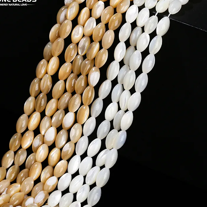 Authentic 7*4mm Natural White Shell Rice Shape Beads Loose Spacer Mother of Pearl Bead For Jewelry Making Diy Necklace Bracelet Accessory