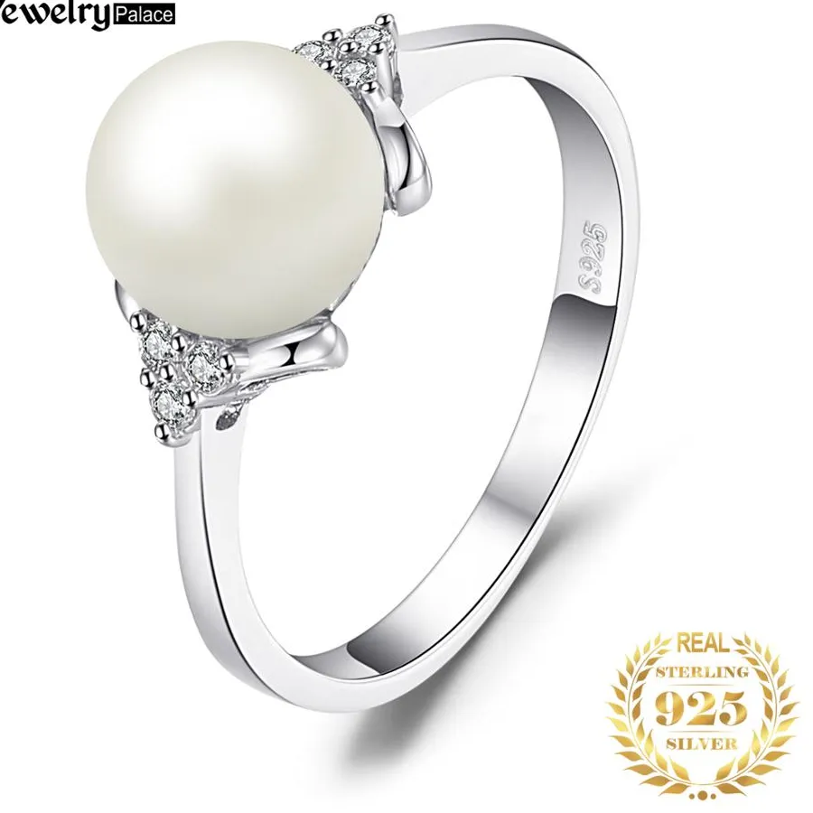 Authentic Moonlit Pearl Whisper Ring – 8mm White Shell Pearl in Sacred Silver