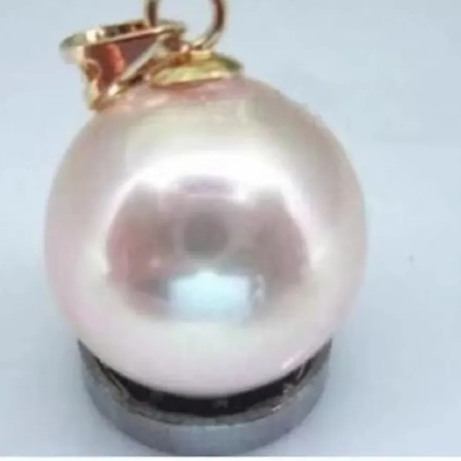 Authentic 18'' Beautiful Round AAA+ 16mm South Sea Pink Shell Pearl PENDANT 14K GOLD Freeshippings Items