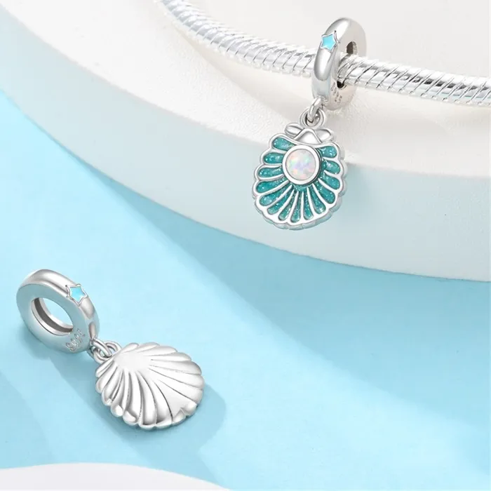 Authentic Original 925 Sterling Silver Luminous Sea Shell Charms Pendant Fit 3Mm Original Bracelet Diy Fine Birthday Jewelry