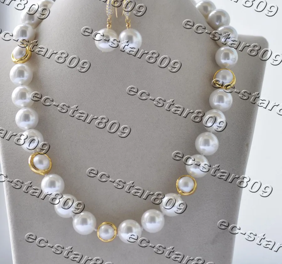 Authentic Z11304 Set 20" 14mm White Round South Sea Shell Pearl Necklace Bracelet Earring Women Fasion Jewelry