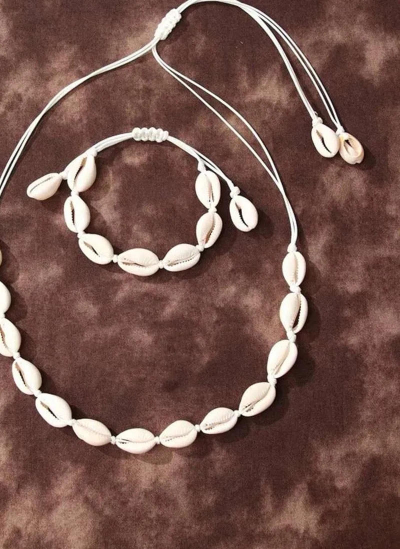 Authentic Tides of Tranquility: 3pc Seashell Necklace Set for the Soul