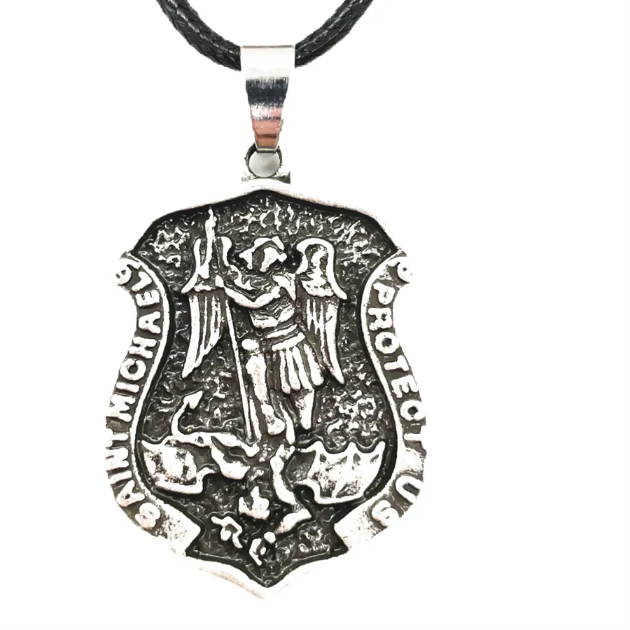 Authentic Archangel Michael St.michael Protection Pendant Protect Me Saint Shield Amulet Prayer Medal Male Necklace