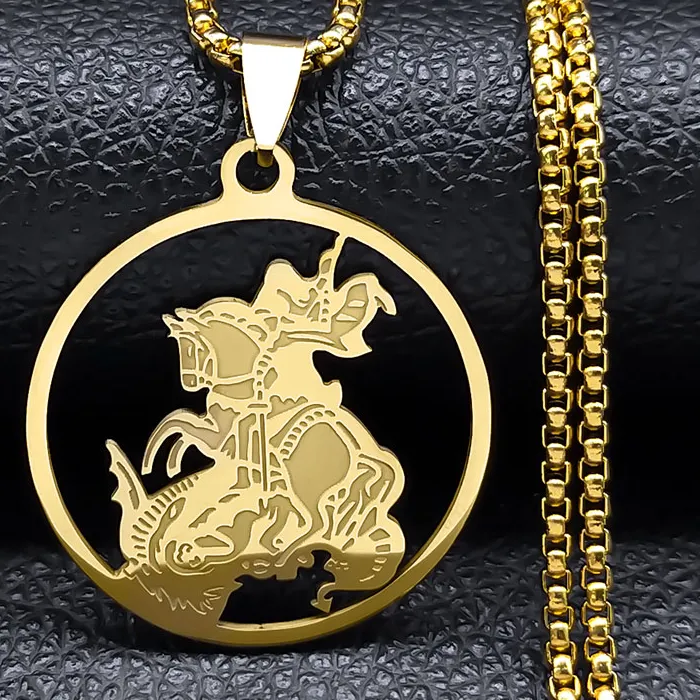 Authentic Archangel St.Michael Protect Me Necklace Saint Shield Protection Male Necklace Jewelry corrente masculina 6071S2