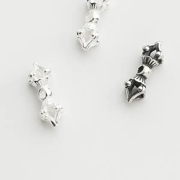 Authentic 1pc 100%925 Sterling Silver Vajra Spacer Bead DIY Stringing Tibetan-style Handcrafted Jewelry Bracelet Necklace Loose Beads