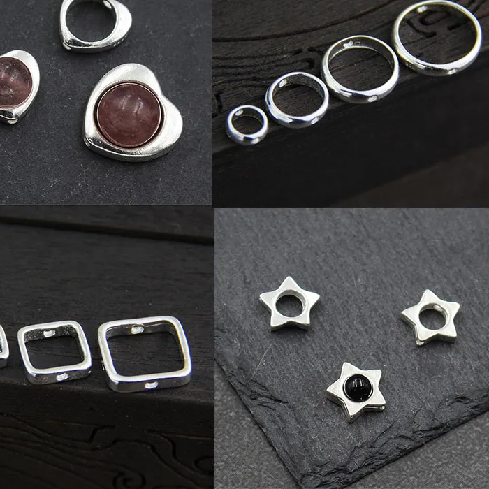 Authentic 100% 925 Sterling Silver Big Hole Spacer Beads Fit 4-8mm Handmade Decoration Charm Frame Beads DIY Fine Jewelry Making Bracelets
