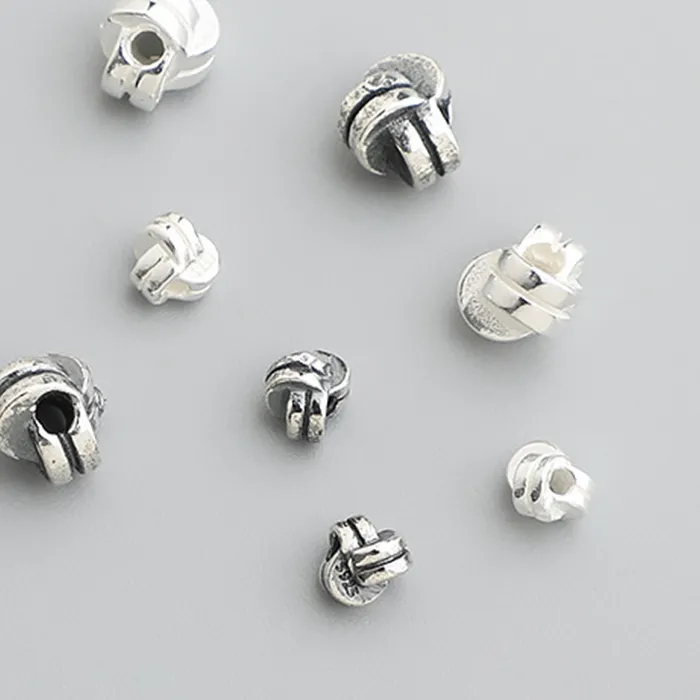 Authentic 1pc 100%925 Sterling Silver Triple-Wrapped Loose Beads 4/6mm Pearls/Crystal Bracelets Necklace Silver Spacers DIY Jewelry Crafts