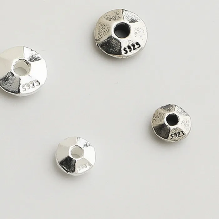 Authentic Celestial Faceted Silver Disc Beads for Sacred Geometry and Alchemical Jewelry Crafting