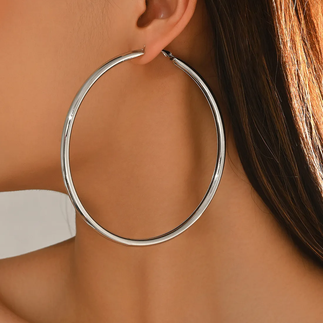 Authentic BLIJERY Trendy Oversized Smooth Wide Metal Hoop Earrings Large Round Circle Earrings for Women Hyperbole Punk Jewelry Gifts