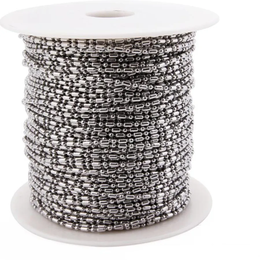 Authentic Lot 100 meter 2.4mm Long Ball chain Bamboo Beads Chain Stainless Steel Jewelry Findings Marking Chain DIY