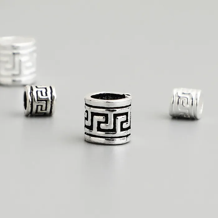 Authentic Mystic Spiral: 925 Sterling Silver Square Spiral Geometry Pattern Big Hole Beads - A DIY Journey of Spiritual Crafting