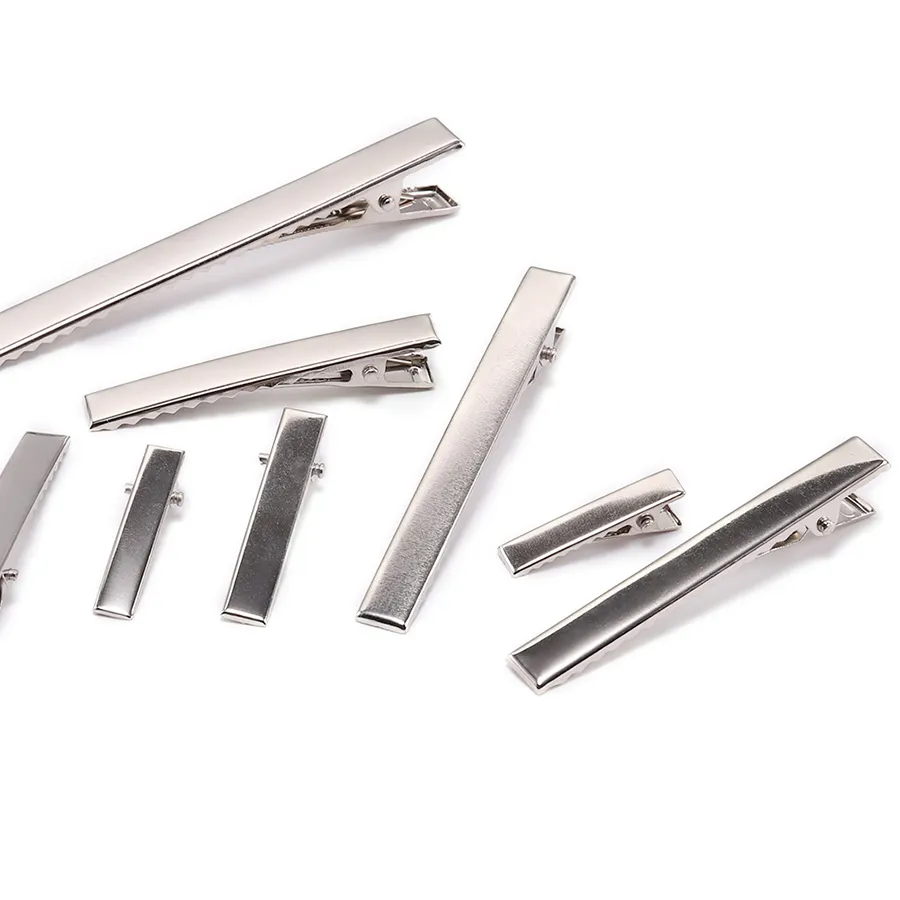 Authentic 20/50Pcs 30/40/45/55/75/100mm Flat Metal Single Prong Alligator Hairpin Clip Base for DIY Hair Clips Jewelry Making Accessories