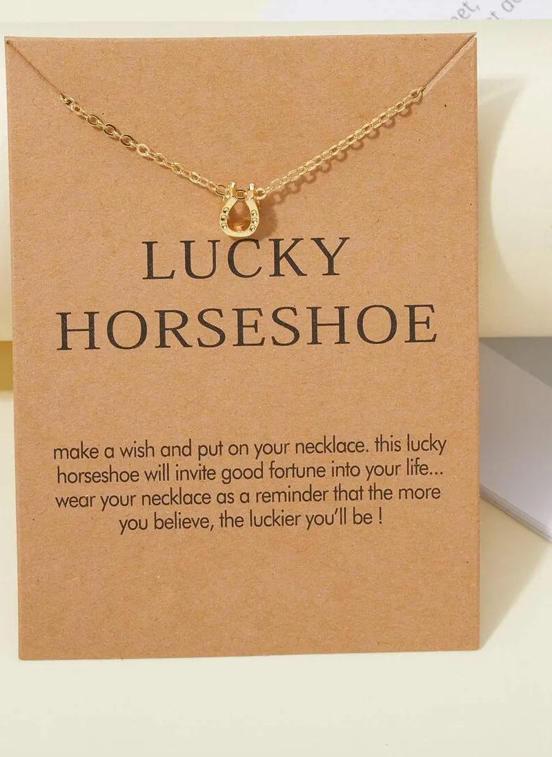 Authentic Horseshoe-Shaped Geometric Pendant Necklace With Sparkling Rhinestone Accents On Fine Chain