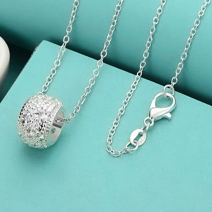 Authentic 925 Sterling Silver Round 16/18/20/22/24/26/28/30 Inch Pendant Necklace For Women Party Jewelry