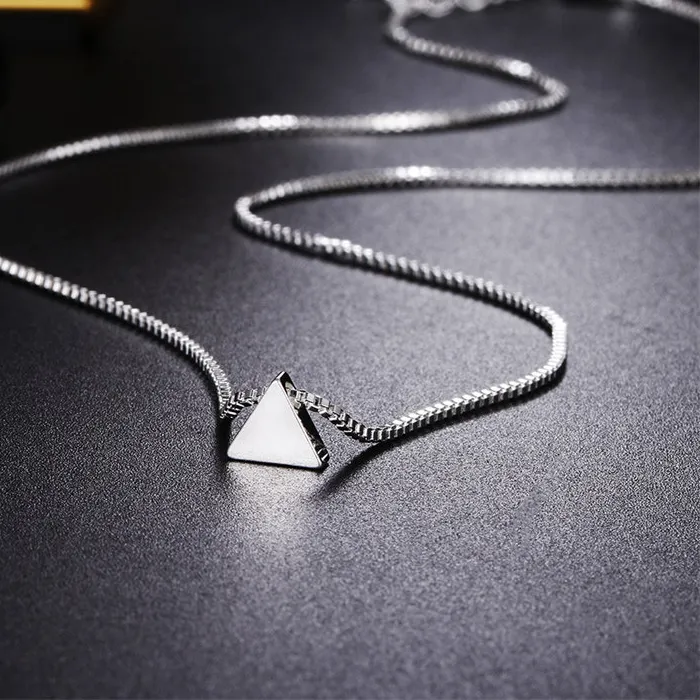 Authentic 925 Sterling Silver 18 Inches Box Chain Triangle Necklace Favors Jewelry Accessories