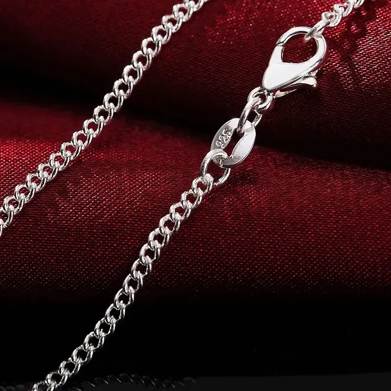 Authentic 925 Silver Necklace 16/18/20/22/24/26/28/30 Inches 2MM String Chain For Women Men High Quality Jewelrys Gifts