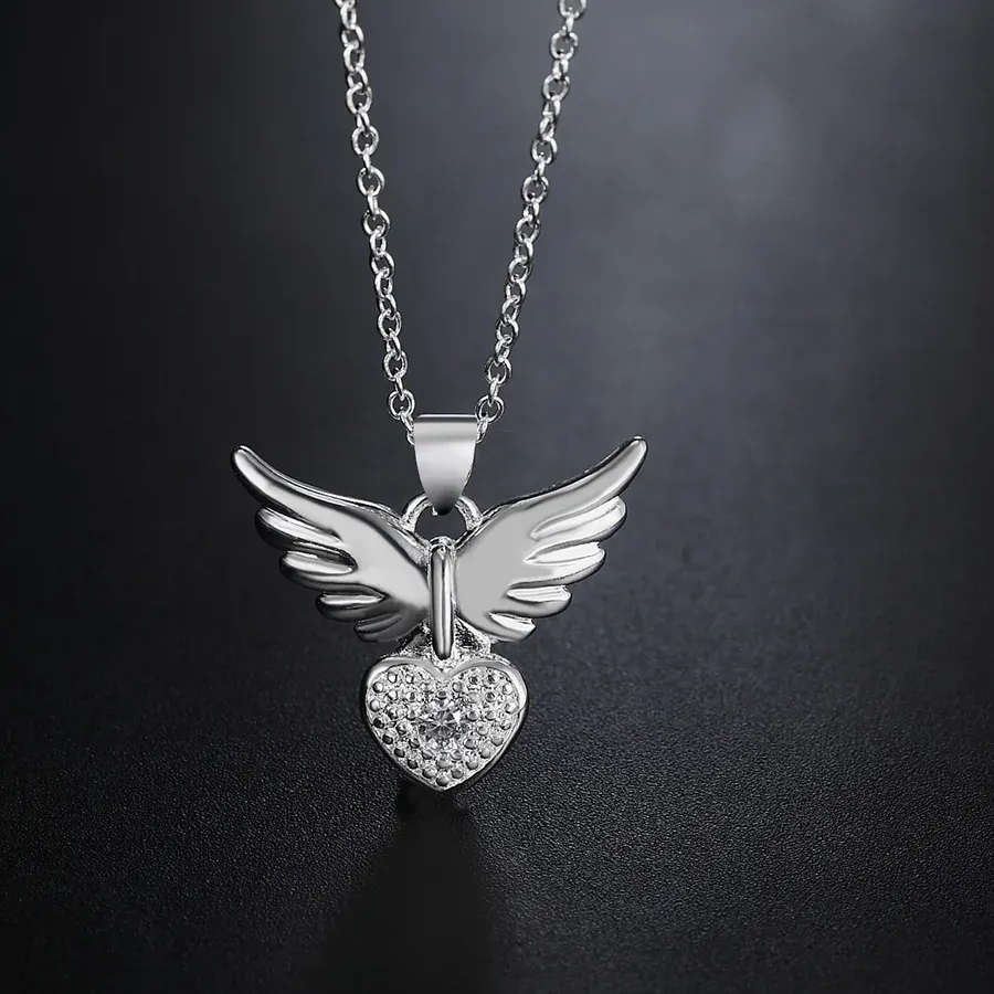 Authentic Aether-Touched Heart of Winged Grace Pendant in Sterling Silver