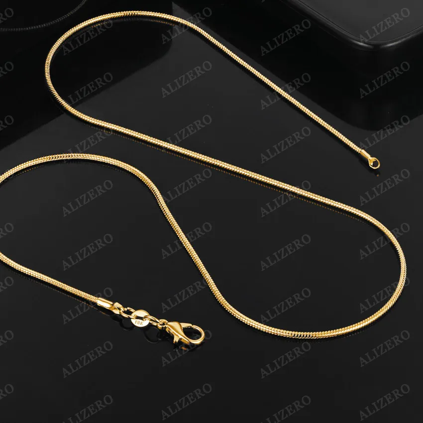 Authentic Alizero 18K Gold 2Mm Snake Chain Necklaces 16 18 20 22 24 26 28 30 Inches Fine Jewelrys