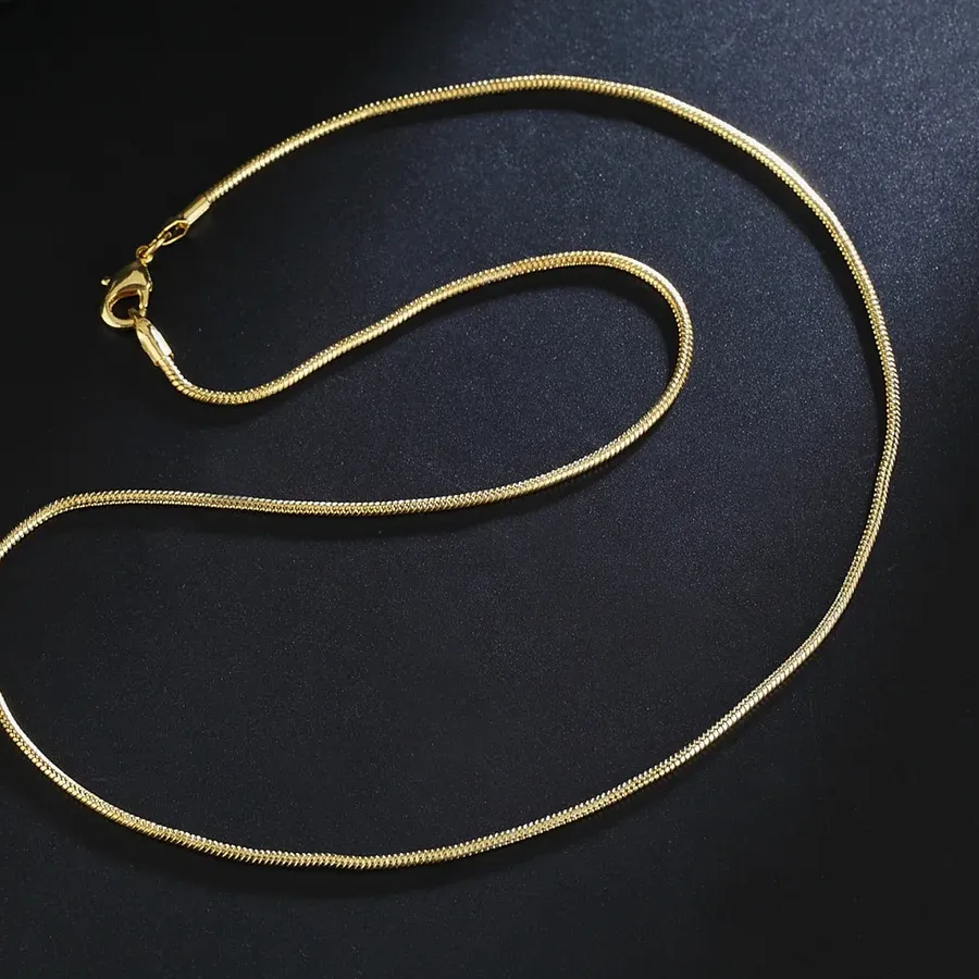Authentic 925 Sterling Silver 1MM Snake Chain 18K gold color Necklaces 16/18/20/22/24/26/28/30 Inches Women Men Jewelrys Gifts