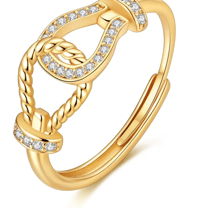 Authentic Whispers of Fortune: The Gilded Horseshoe Aura Ring