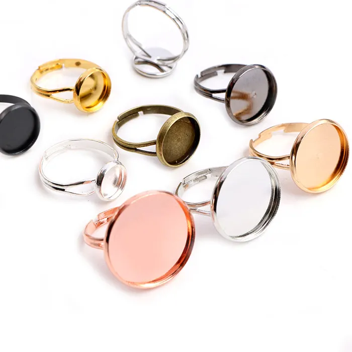 Authentic 10pcs/lot Adjustable Blank Ring Base Fit Dia 10 12 14 16 18 20 mm Glass Cabochons Cameo Settings Tray Diy Jewelry Making Ring