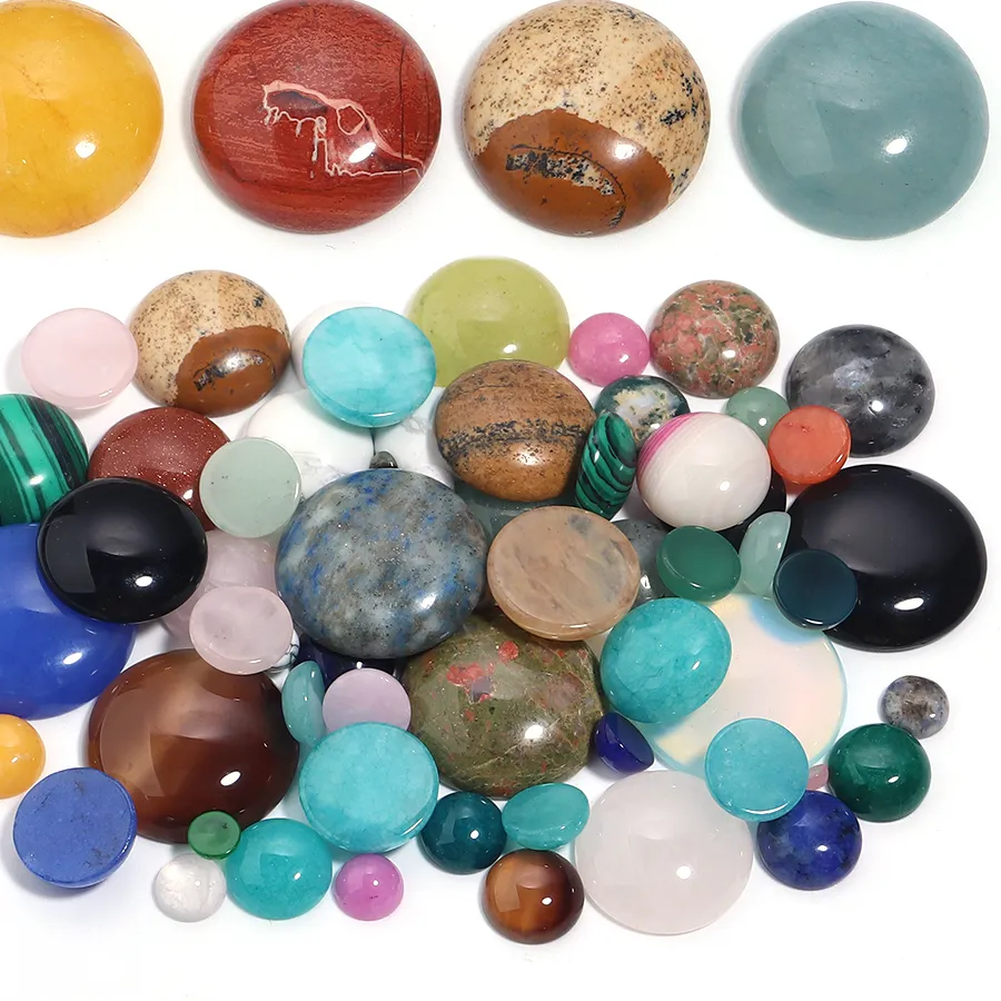 Authentic 5-10pcs/lot Natural Stone Cabochon Beads 4/6/8/10/12/14/16/18/20/25mm Round Semi-precious Cabochon Cameo For DIY Jewelry Making