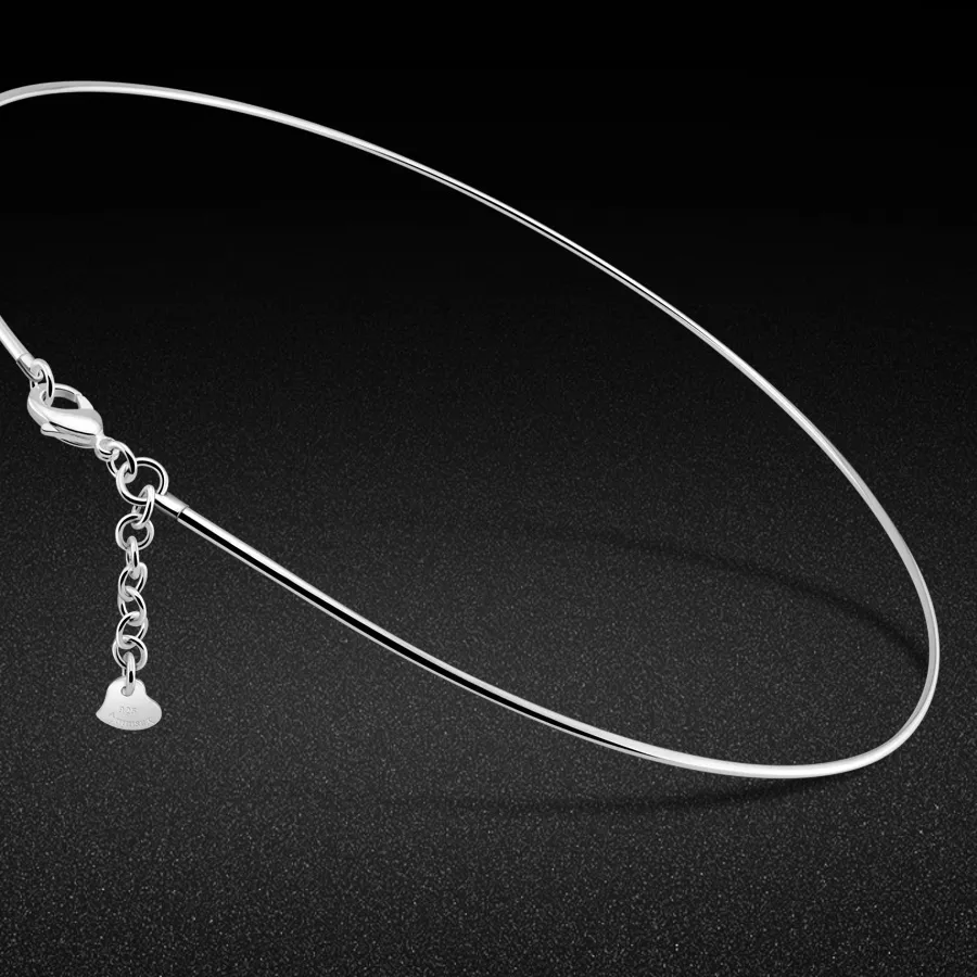 Authentic Kpop 925 Sterling Silver Choker Chain Necklace Simple Collar Necklaces for Women Men Unisex Punk Necklace Grunge Jewelry