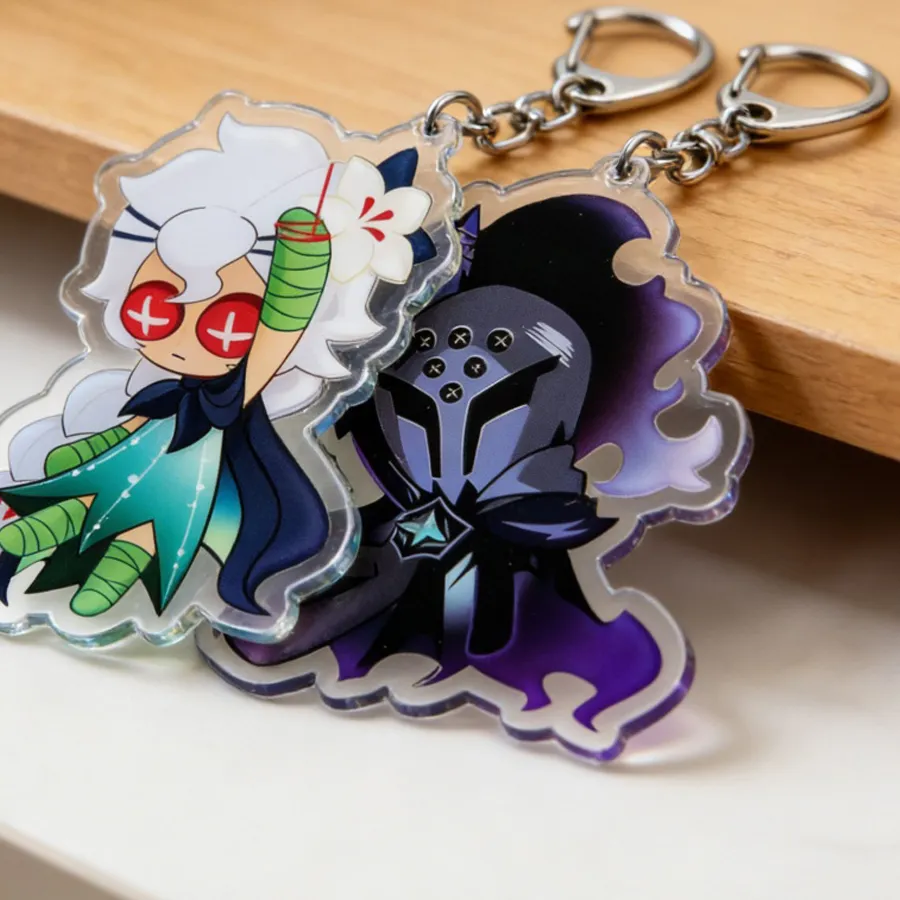 Cookie Run Keychains White Lily Cookie And Silent Salt Cookie Keyrings Jewelry Manga Game Fans