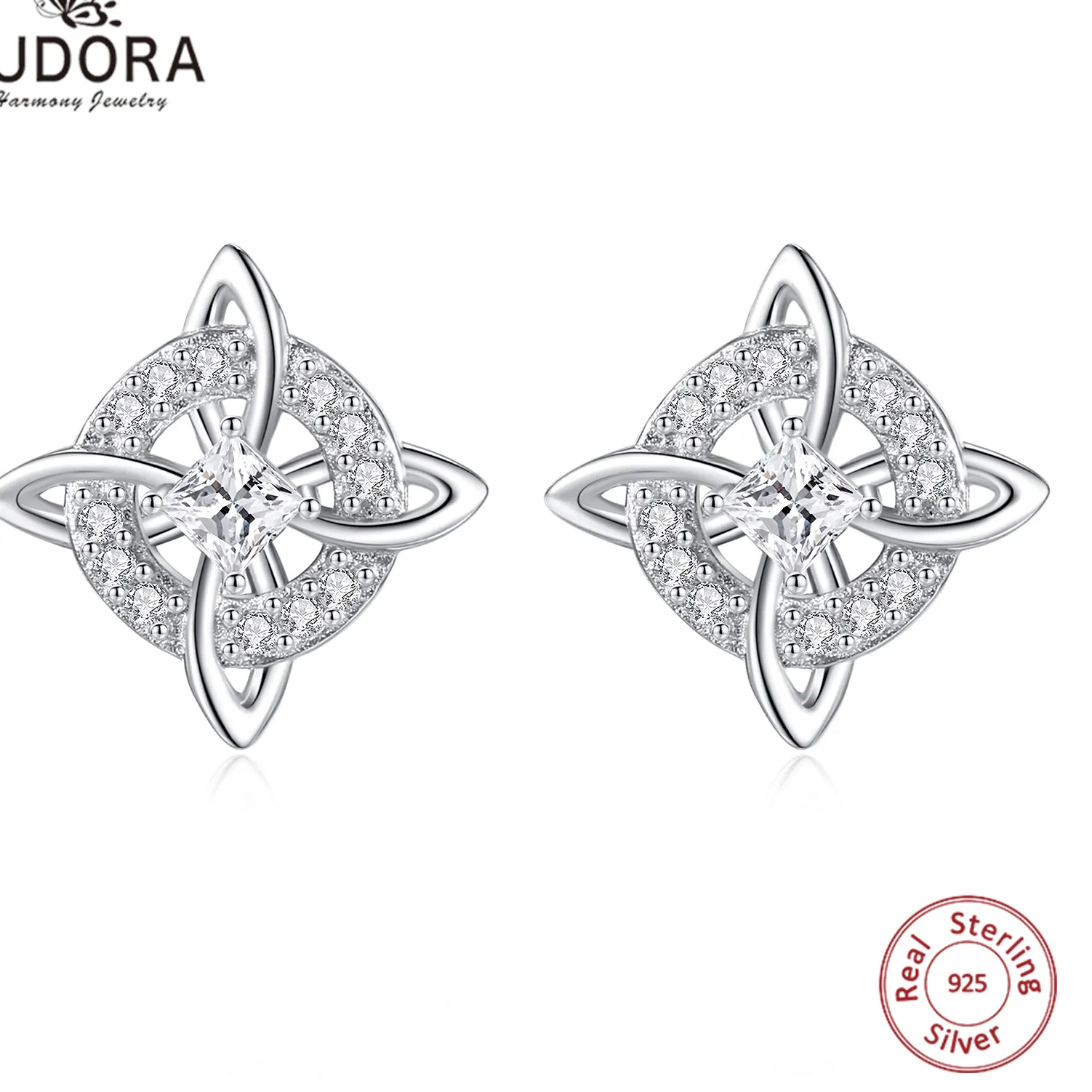Authentic Eudora 925 Sterling Silver Witches Knot Stud Earrings Celtic Knot Amulet Earrings Wicca Pagan Jewelry Fine for Women