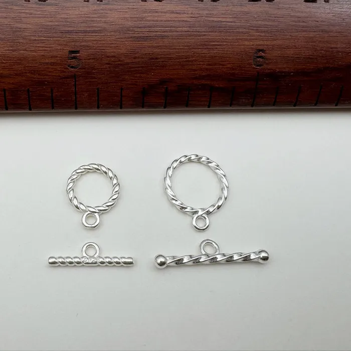 Authentic 1Set S925 Sterling Silver Hemp Rope OT Clasp Silver Jewelry Accessories Handmade Necklace Bracelet Clasp