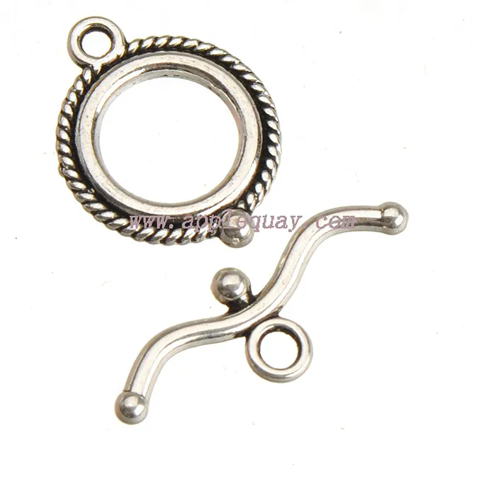Authentic Clasp For Bracelet Necklace OT Hooks Round Silver Crafts 40pcs Metal Charms Connector Chains Toggles Jewelry Components Supplies