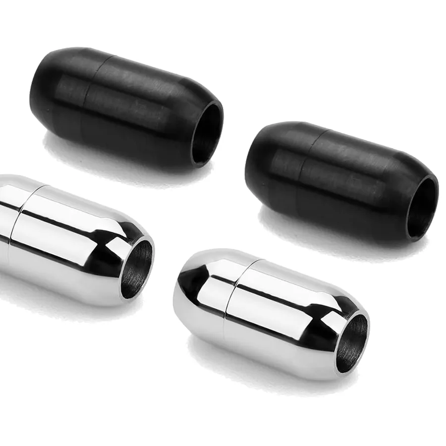 Authentic 2pcs Stainless Steel Magnetic Clasp Leather Cord End Cap for Jewelry Men Women Necklace Bracelet DIY Making Supplies Crafts