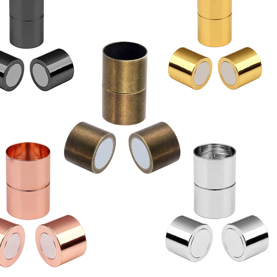 Authentic 5sets Strong Magnetic Clasps 3/4/5/6/7/8/10/12/14/15mm Leather Cord End Clasp Buckle Connectors For DIY Jewelry Making Findings